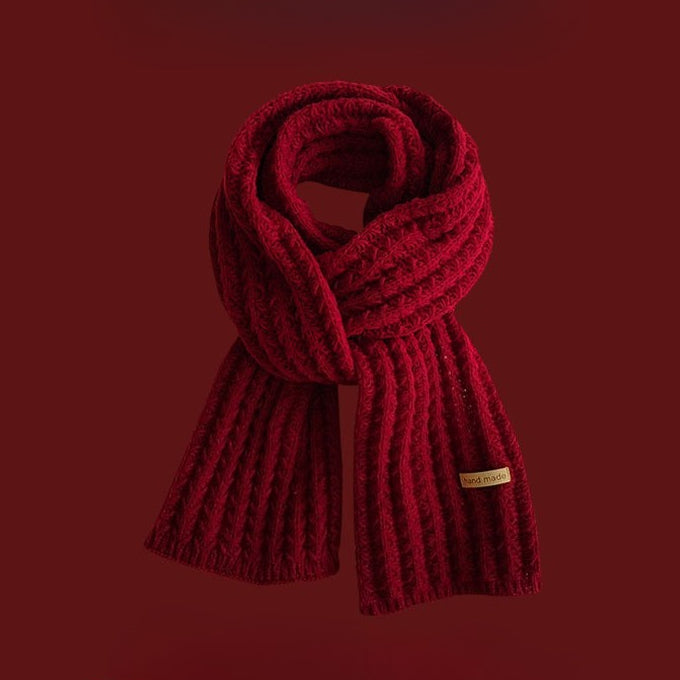 Red Chunky Knit Christmas Scarf
