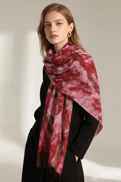 Wave Print Acrylic Blend Christmas Scarf