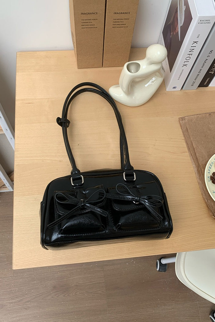 Bowknot Pillow Bowling Bag Chic Shoulder Underarm Tote Bag