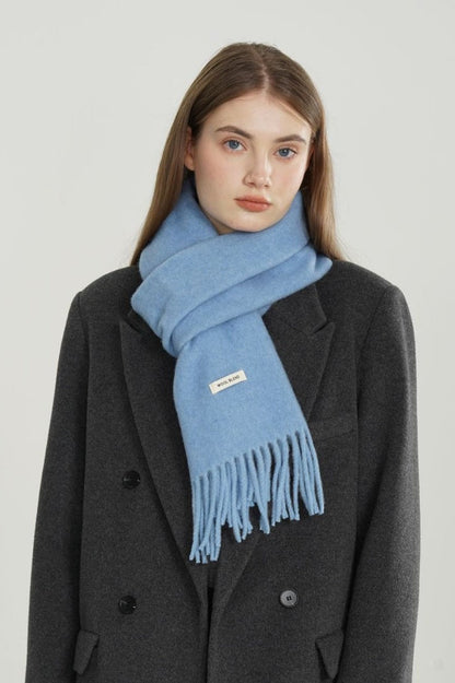 Solid Woven Fringe Wool Blend Christmas Scarf