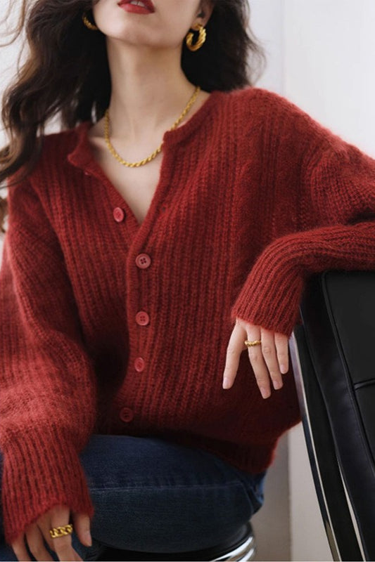 Vintage Relaxed Short Christmas Cardigan