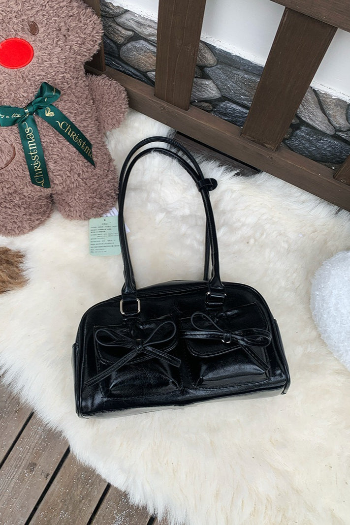 Bowknot Pillow Bowling Bag Chic Shoulder Underarm Tote Bag