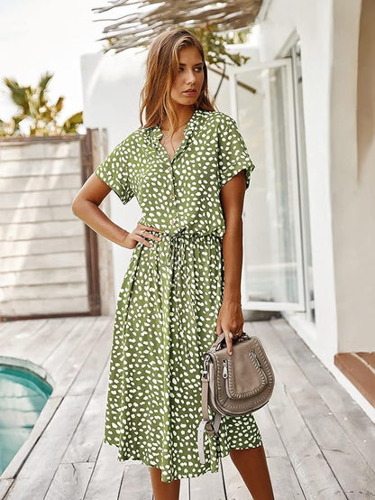 - Vintage midi dress with short sleeves