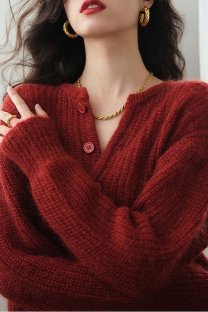 Vintage Relaxed Short Christmas Cardigan