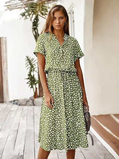 - Vintage midi dress with short sleeves