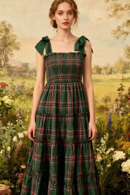 Colorful Plaid Print Slip Dress