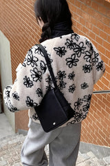 Reversible Floral Sherpa Fleece Coat