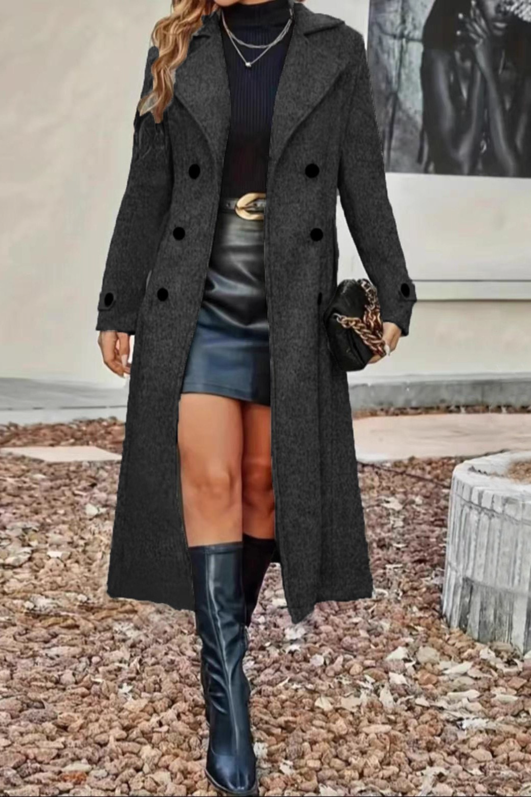 Wool Blend Lapel Double Breasted Chic Christmas Outerwear