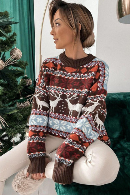 5-Color Block Christmas Striped Sweater