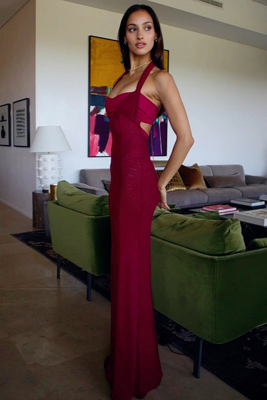 Halter Neck Backless Slip Dress