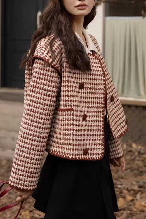 Tweed Houndstooth Short Christmas Outerwear