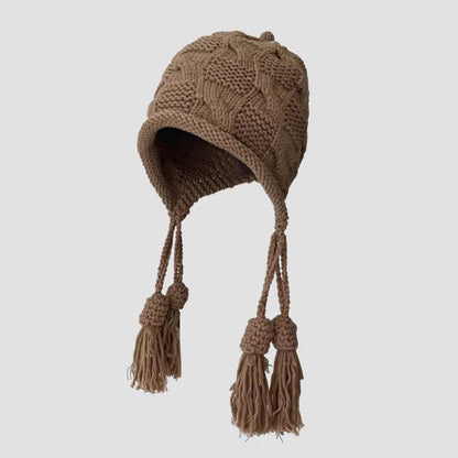 Faux Fur Pom Pom Knit Christmas Hat