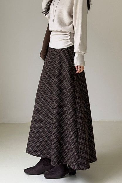Retro Plaid High-Waist Christmas Skirt