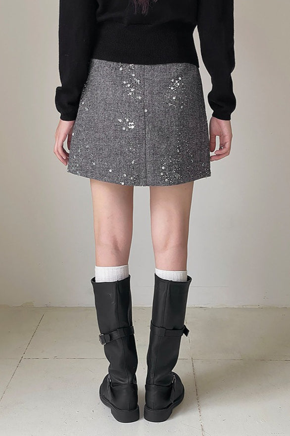 Crystal Bead Embellished Christmas Skirt