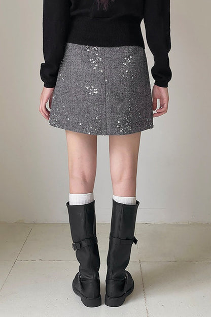 Crystal Bead Embellished Christmas Skirt