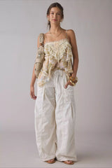 Drawstring Cargo Wide Leg Pants