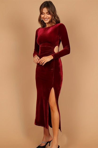 Elegant Bodycon Long-Sleeve Party Sexy Velvet Dress
