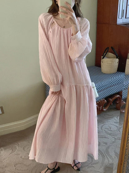 VibeMartini-Sweet Casual Hollow Out Puff Sleeves Long Dress