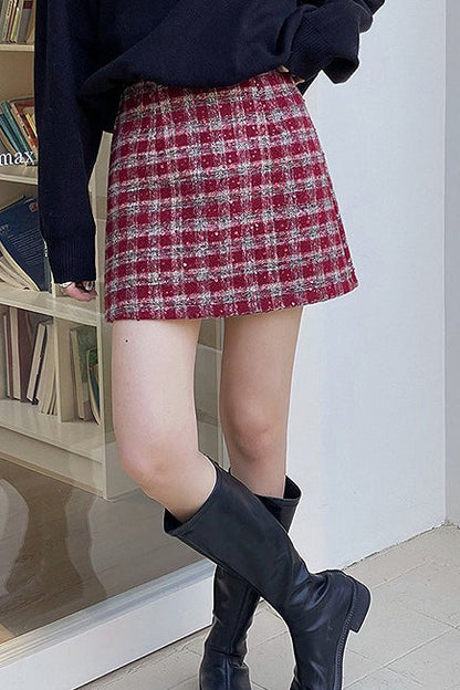 Heavyweight Wool Plaid Bodycon Christmas Skirt