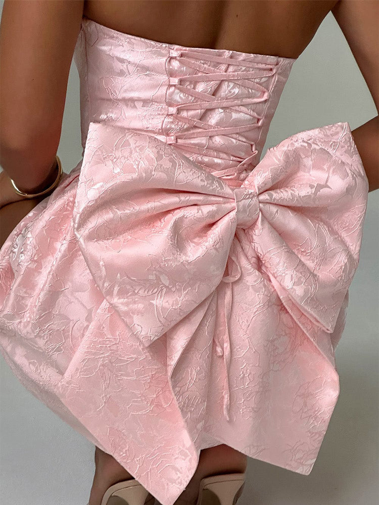 Amelia-Jacquard Knot Short Dress