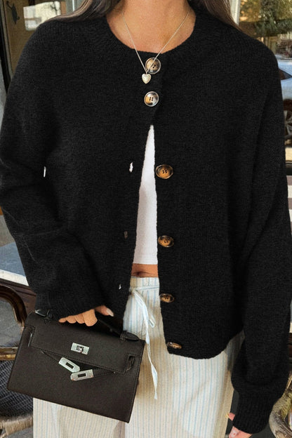 Minimalist Button Long Sleeve Christmas Cardigan