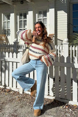 Open Knit Multicolor Stripe Sweater