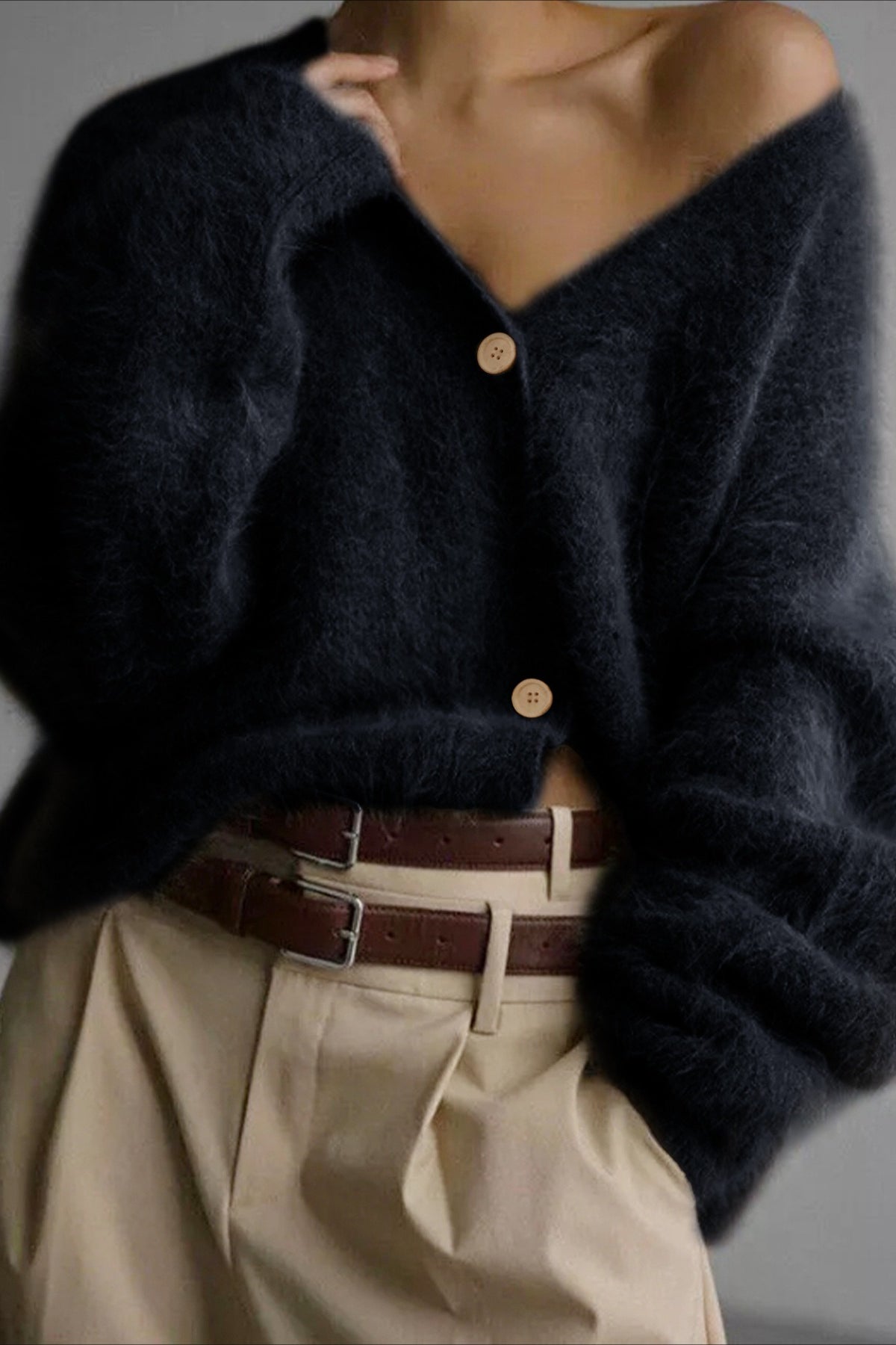 V Neck Button Long Sleeve Christmas Cardigan