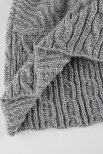 Cable Knit Pom Pom Trim Christmas Skirt