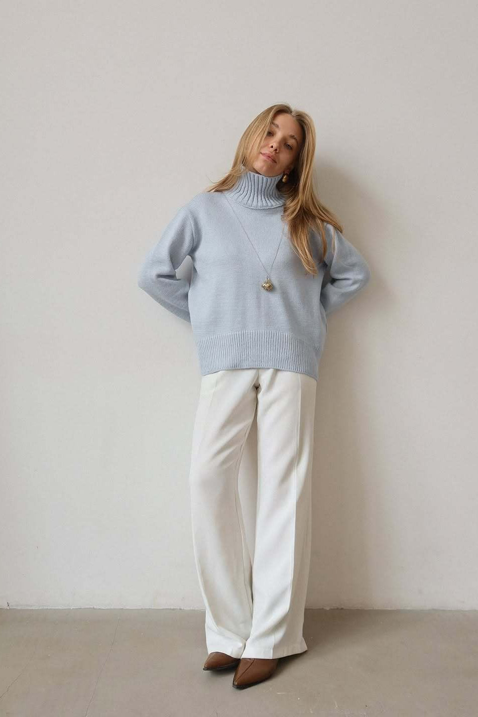 Oversized Solid Color Turtleneck Fashion Sweater