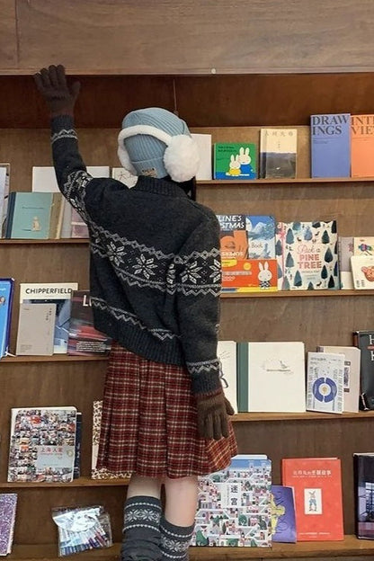 Plaid Wool Pleated Christmas Skirt