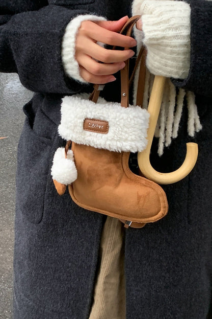Cute Boot Shape Suede Fuzzy Crossbody Bag Mini Phone Bag