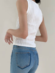 Vibemartini Solid Wavy Textured Tank Top