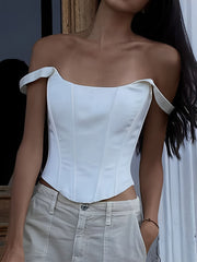 Vibemartini Ivory Glow Tied Crop Corset Top