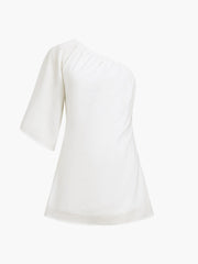 Vibemartini Aegean Cotton Linen One Sleeve Short Dress