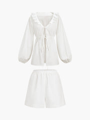 Vibemartini Cotton & Linen Cowgirl Melody Two Piece Shorts Set