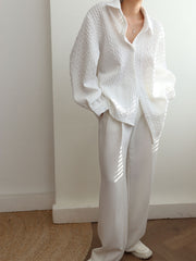Vibemartini Cable Knit Oversized Shirt