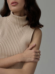 Vibemartini Minimalist Mock Neck Rib Tank Top