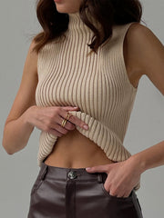 Vibemartini Minimalist Mock Neck Rib Tank Top