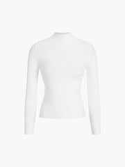 Vibemartini Mock Neck Rib Long Sleeve Knit Top