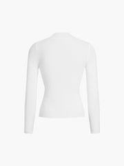 Vibemartini Mock Neck Rib Long Sleeve Knit Top