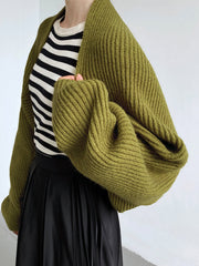 Vibemartini Solid Open-Front Shrug Sweater