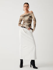 Vibemartini Semi-Sheer Tulle Mesh Off Shoulder Long Sleeve Crop Top