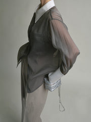 Vibemartini Semi-Sheer Leisure See Through Shirt With Cami Top