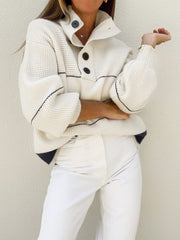 Vibemartini Open Collar Button Up Sweater