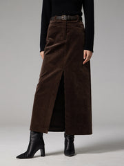 Vibemartini Pockets Corduroy Slit Maxi Skirt