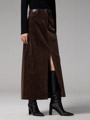 Vibemartini Pockets Corduroy Slit Maxi Skirt