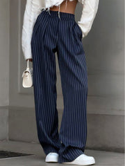 Vibemartini Pinstripe Pleated Wide-Leg Pants