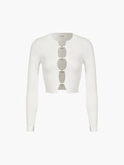 Vibemartini Cutout Split Beads Detail Ribbed Knit Top