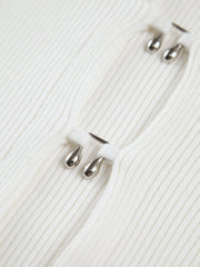 Vibemartini Cutout Split Beads Detail Ribbed Knit Top