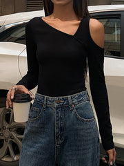 Vibemartini Asymmetrical Neck One Shoulder Slinky Top